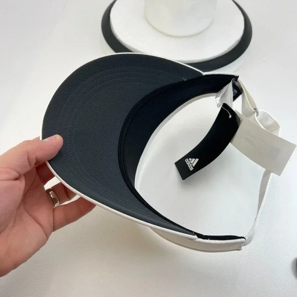 Kansas Jayhawks Adidas Aeroready Coach Sideline White OSFM Visor Hat Cap NEW - Picture 9 of 12